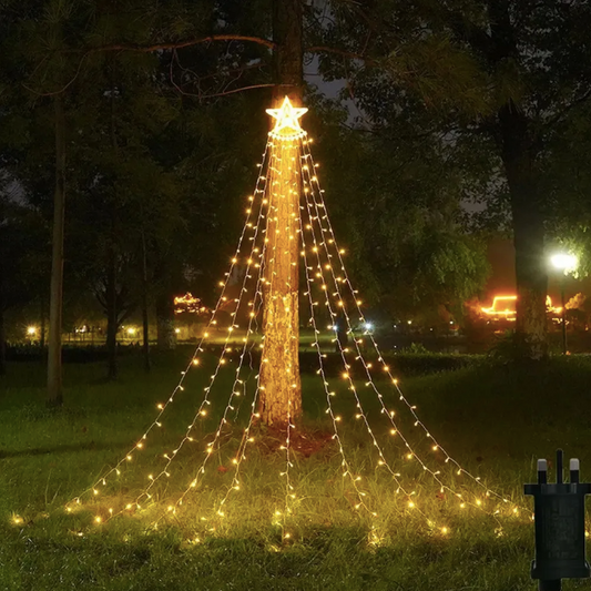 Luces De Cascada Navideña con Forma De Árbol