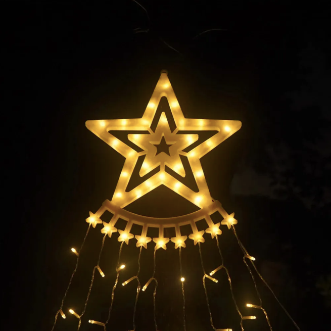 Luces De Cascada Navideña con Forma De Árbol