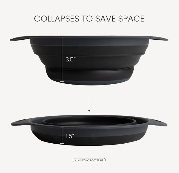 Colador Negro Plegable con Cesta